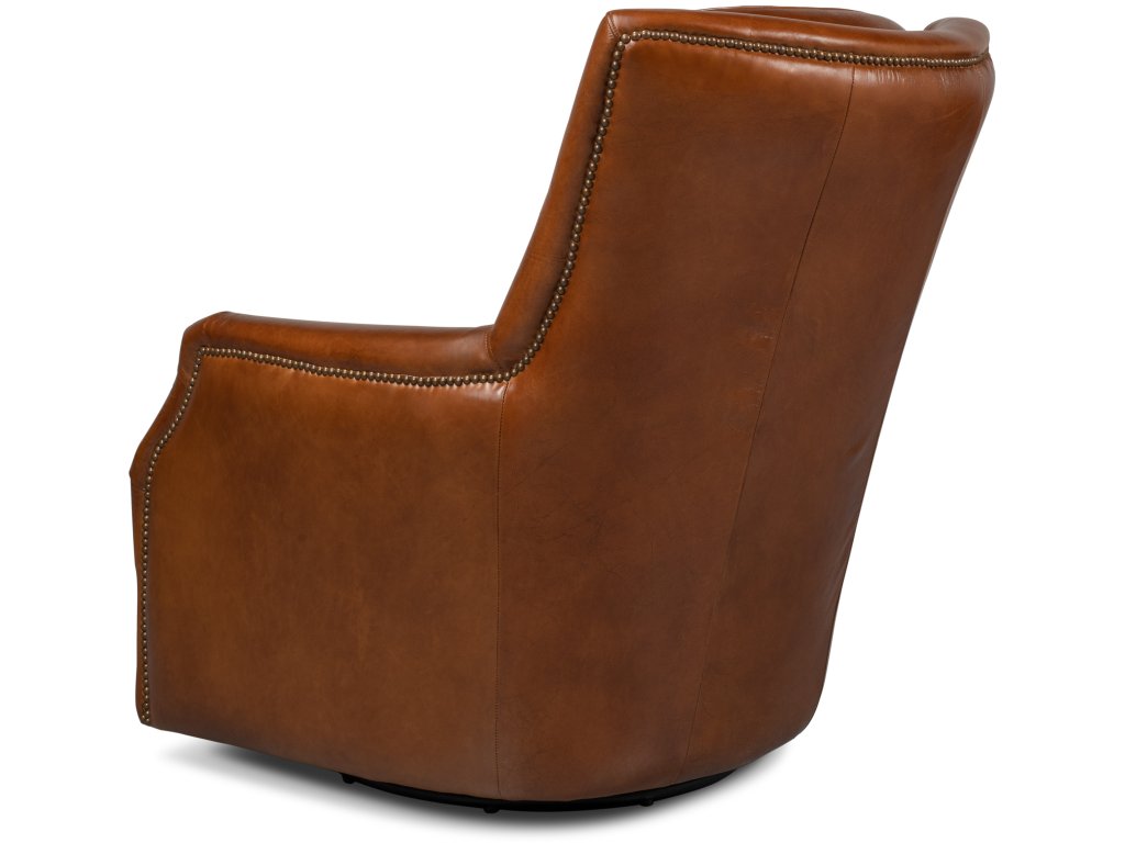 Baker Leather Swivel Chair Vintage Cigar - image 4