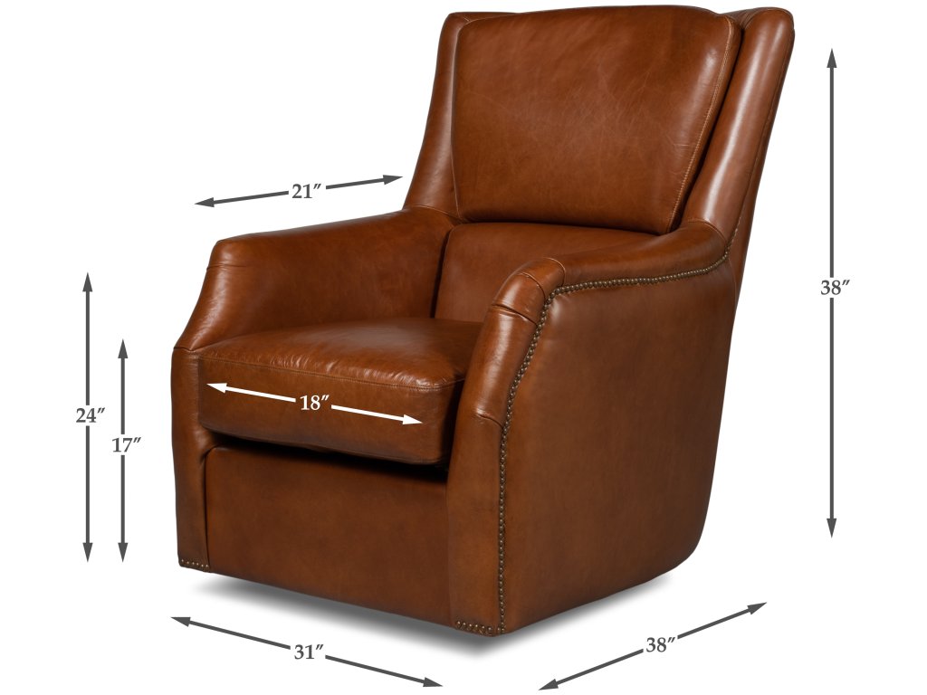 Baker Leather Swivel Chair Vintage Cigar - image 5