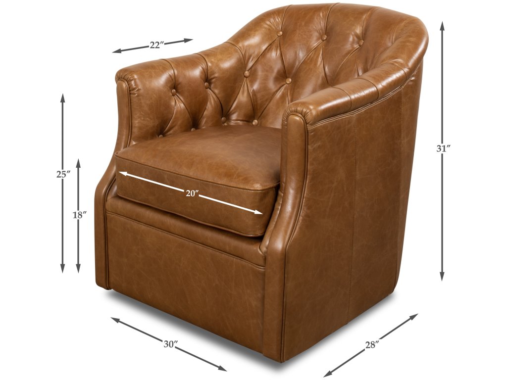 Coolidge Leather Swivel Chair Cuba Brn - image 5