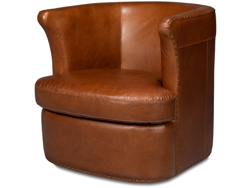 Spencer Distilled Leather Swivel Chair - main image