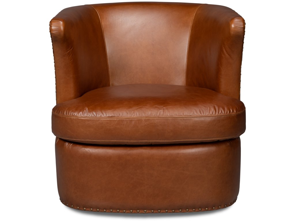 Spencer Distilled Leather Swivel Chair - image 2