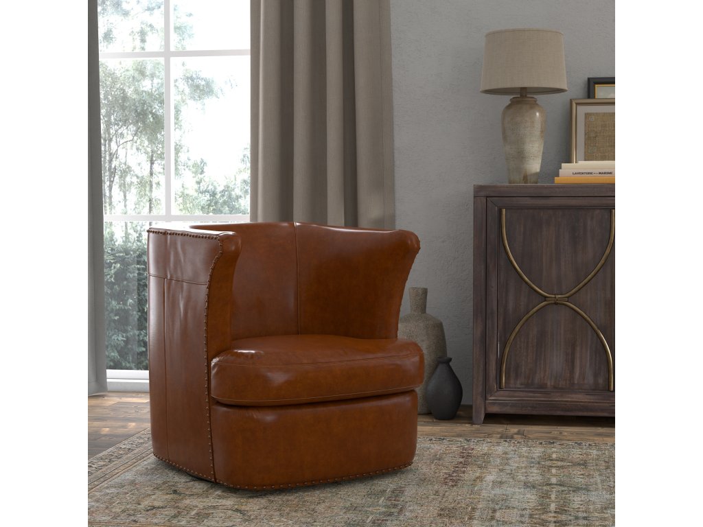 Spencer Distilled Leather Swivel Chair - image 8