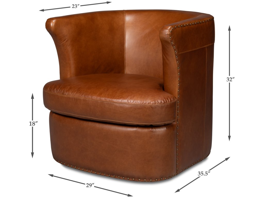Spencer Distilled Leather Swivel Chair - image 1