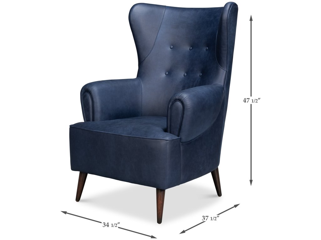 Hightower Distilled Leather Chair,Blue - image 1