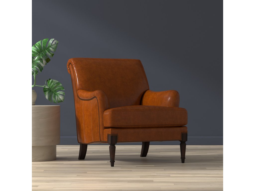 Gaston Distilled Leather Chair, Brown - image 7