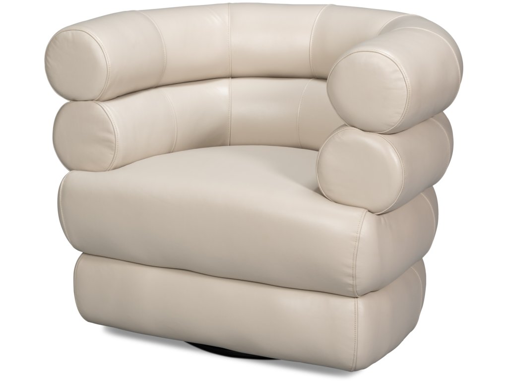 Rondo Leather Swivel Chair, White - main image