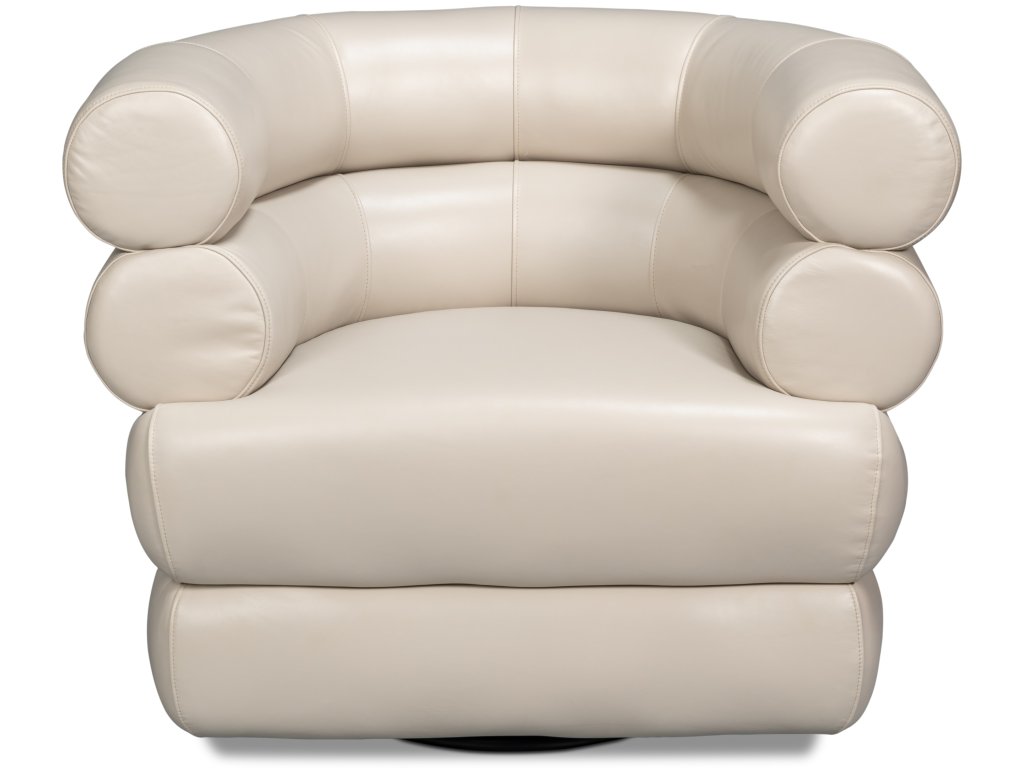 Rondo Leather Swivel Chair, White - image 2
