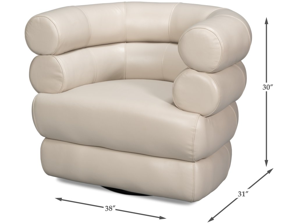 Rondo Leather Swivel Chair, White - image 1