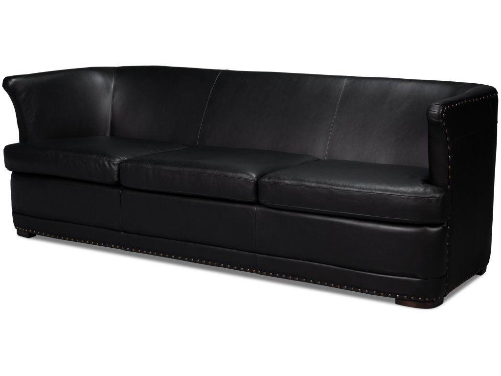 Mcmillan Distilled Leather Sofa,Onyx Blk - main image