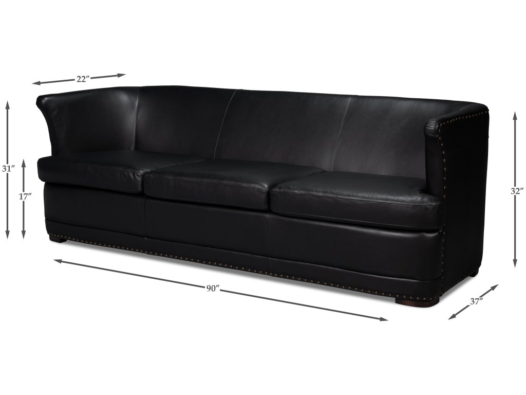 Mcmillan Distilled Leather Sofa,Onyx Blk - image 1