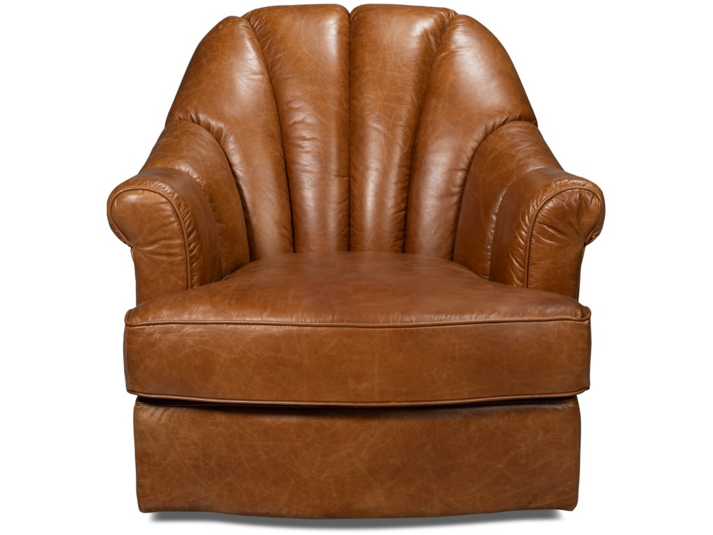 Scoth Swivel Chair In Distilled Lthr,Brn - image 2