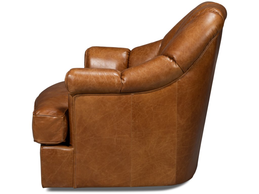 Scoth Swivel Chair In Distilled Lthr,Brn - image 3