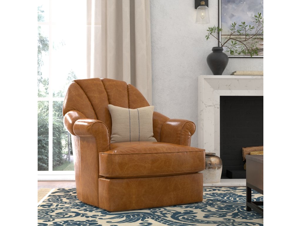 Scoth Swivel Chair In Distilled Lthr,Brn - image 8