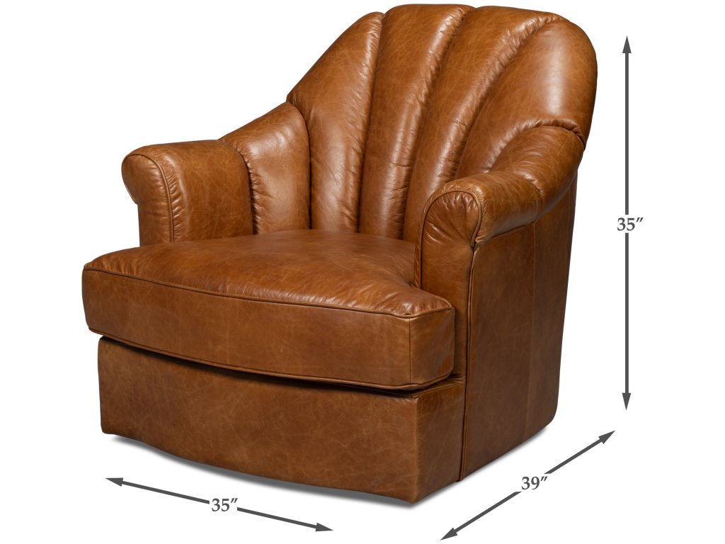 Scoth Swivel Chair In Distilled Lthr,Brn - image 1