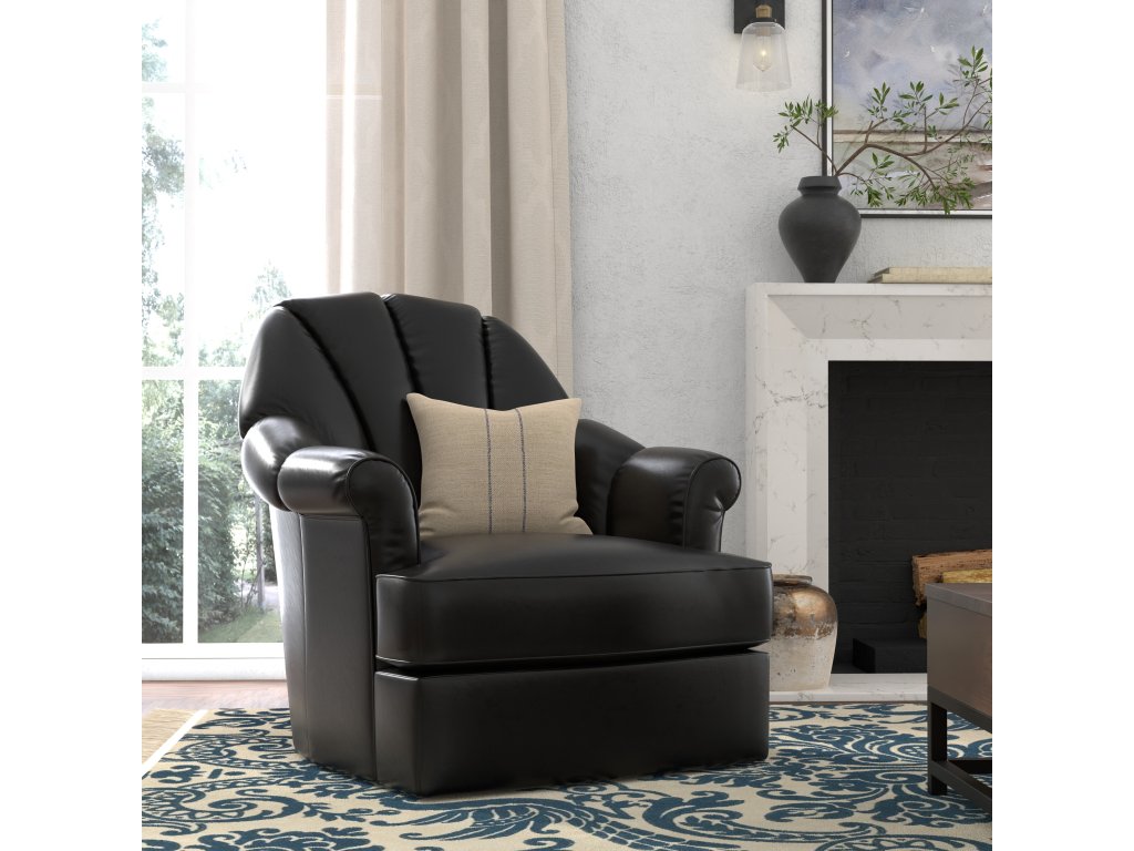 Scoth Swivel Chair In Distilled Lthr,Blk - image 8