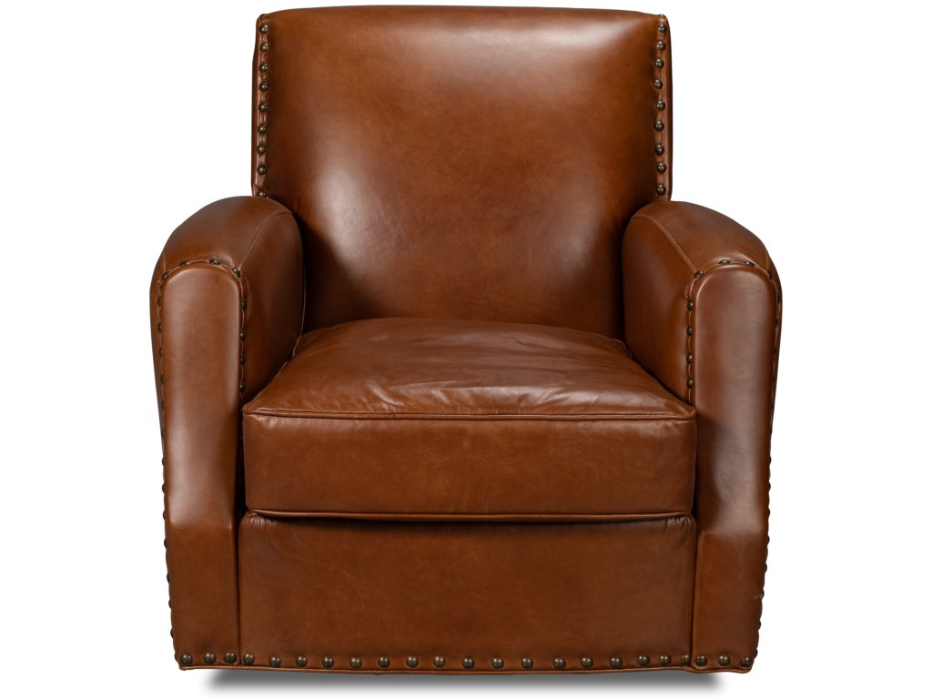 Taft Leather Swivel Chair, Havana Brown - image 2