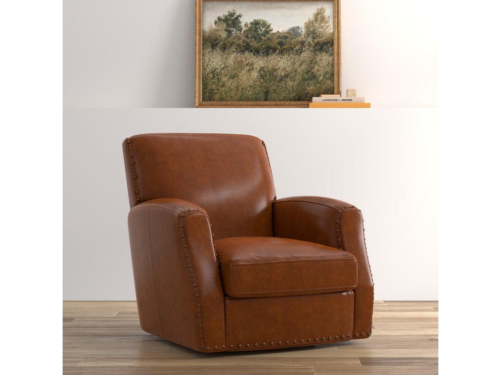 Taft Leather Swivel Chair, Havana Brown - image 7