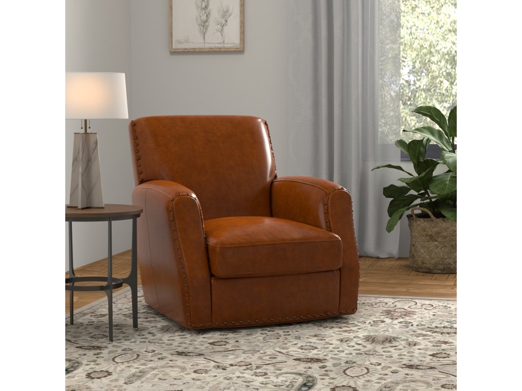 Taft Leather Swivel Chair, Havana Brown - image 8