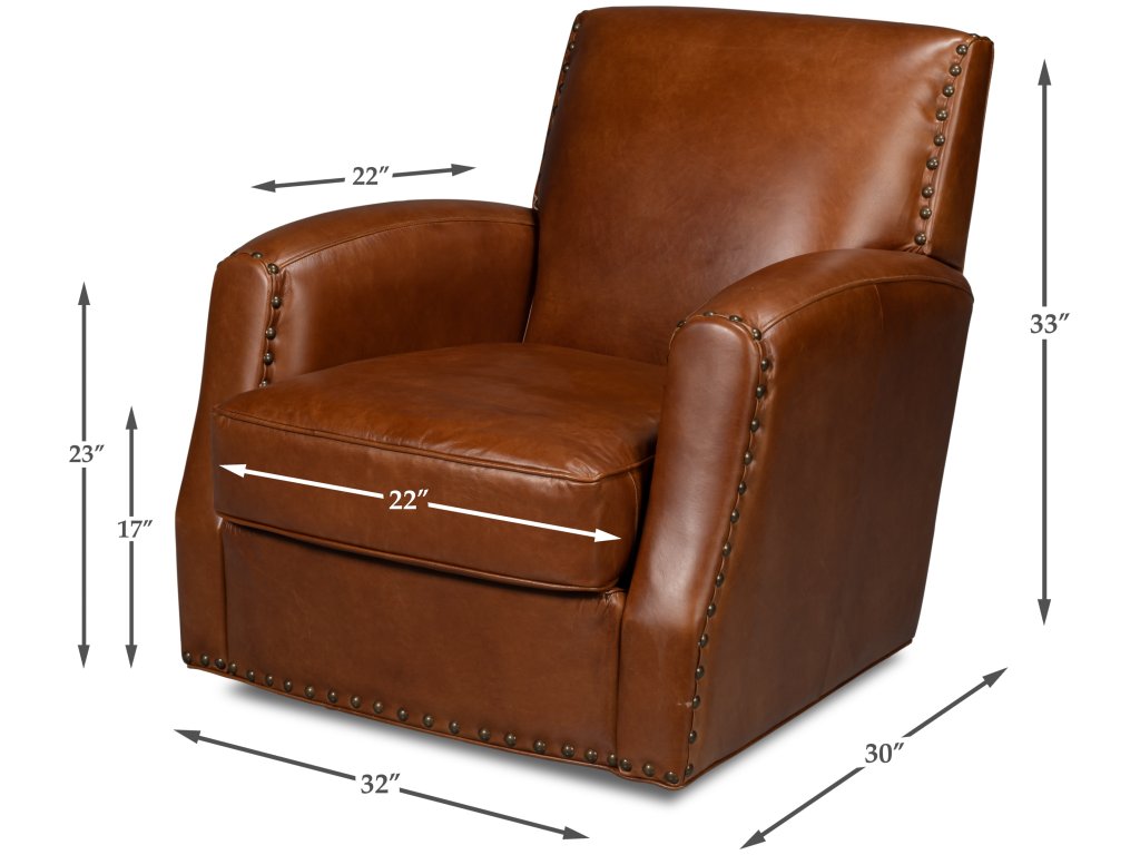 Taft Leather Swivel Chair, Havana Brown - image 1