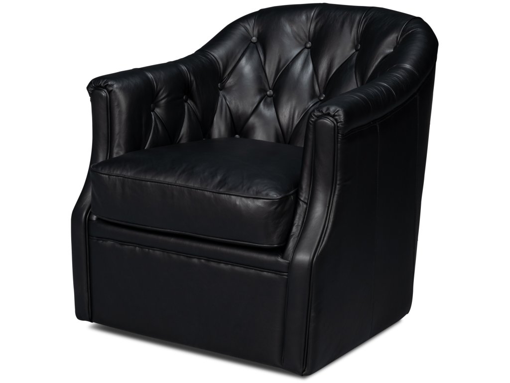 Coolidge Leather Swivel Chair, Black - main image