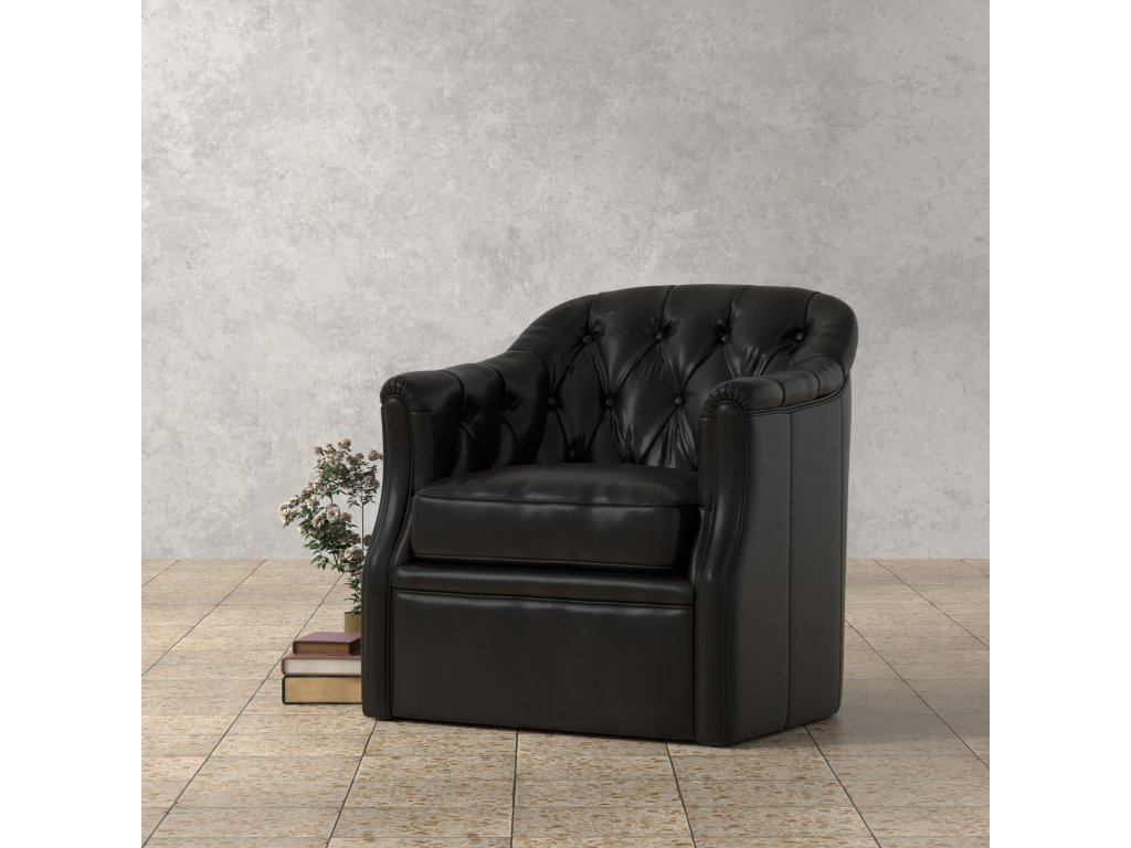 Coolidge Leather Swivel Chair, Black - image 7