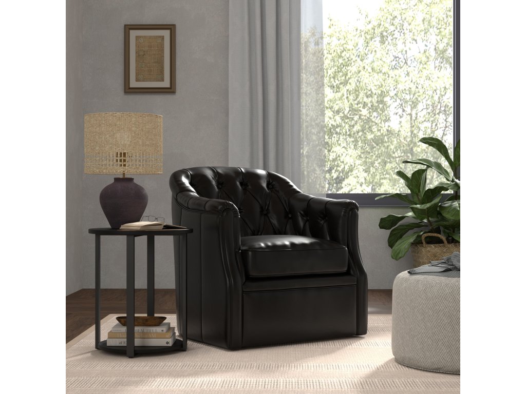 Coolidge Leather Swivel Chair, Black - image 8
