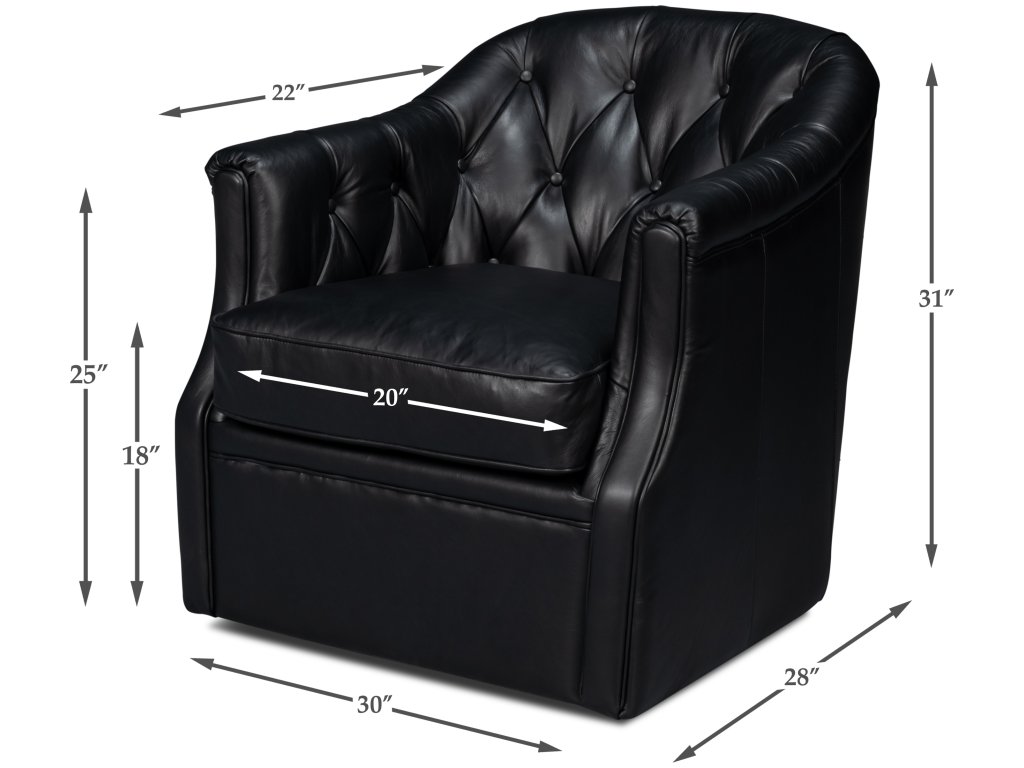Coolidge Leather Swivel Chair, Black - image 1