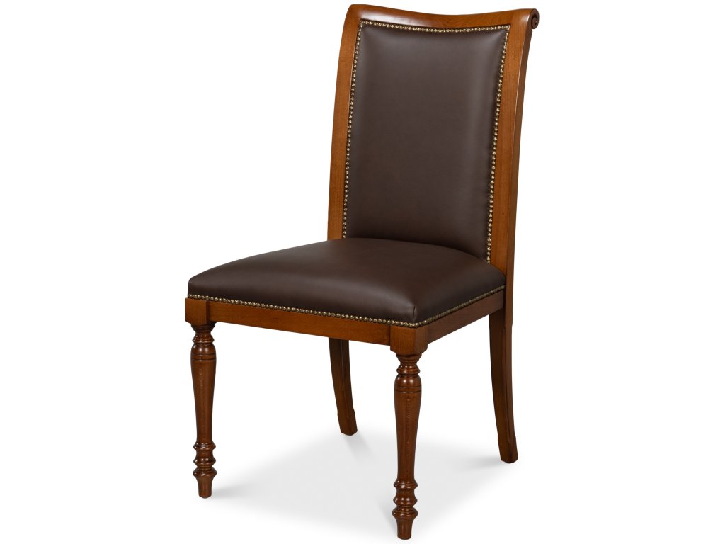 Camile Leather Side Chair, Brown - main image