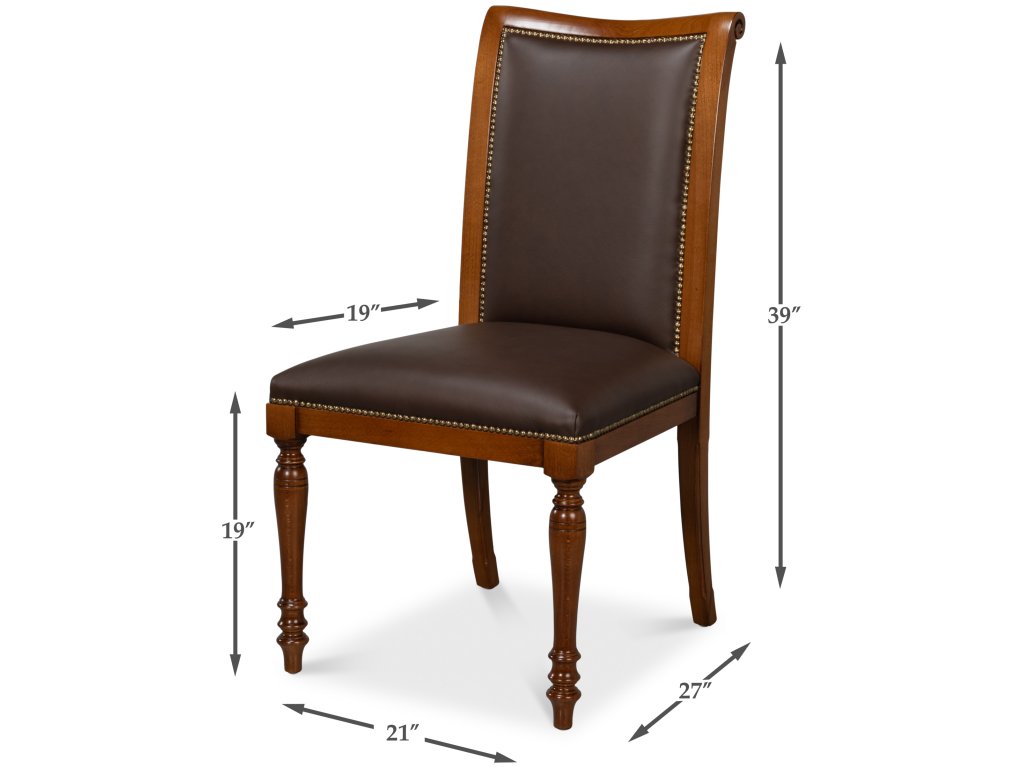 Camile Leather Side Chair, Brown - image 1