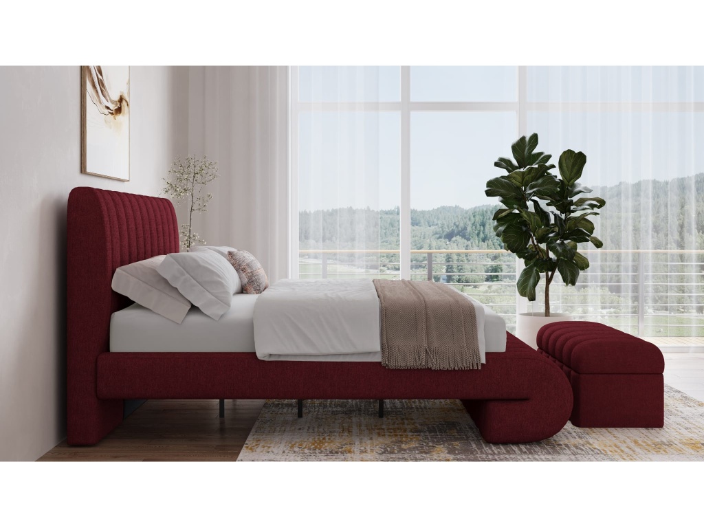 Savage Maximalist Upholstered Bed in Ruby Chenille - main image