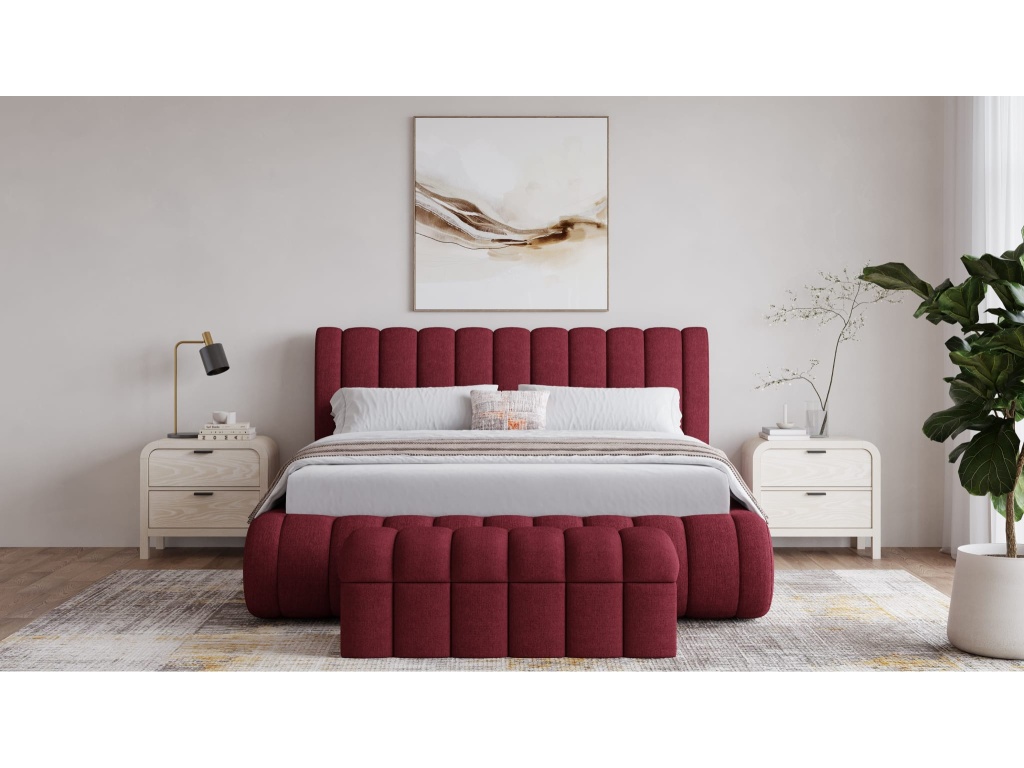 Savage Maximalist Upholstered Bed in Ruby Chenille - image 1