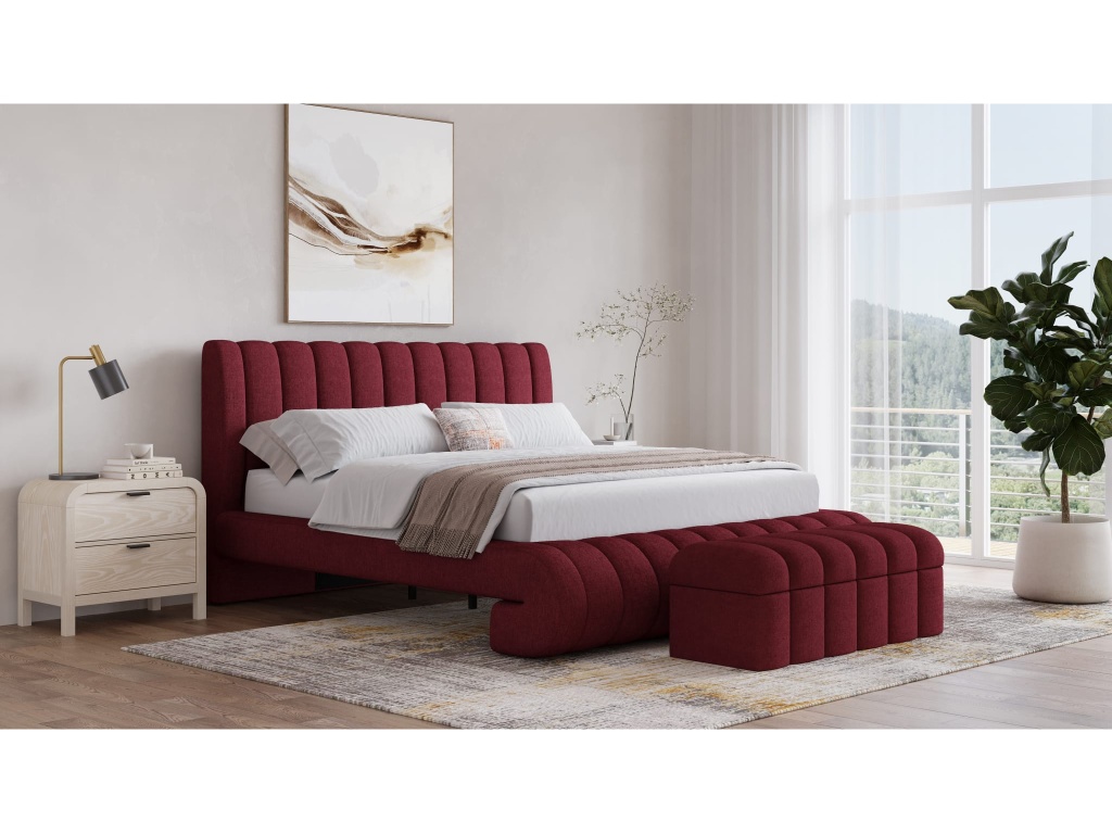 Savage Maximalist Upholstered Bed in Ruby Chenille - image 7