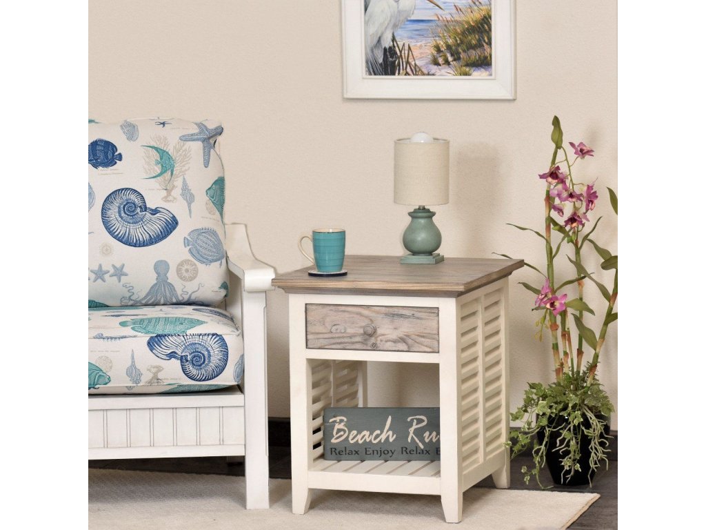Sea Winds Islamorada End Table in Dapple Grey/Blanc - image 1