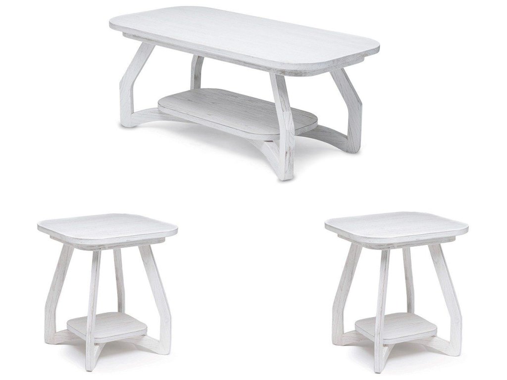 Sea Winds Surfside 3pc Occasional Set in Distressed White - main image