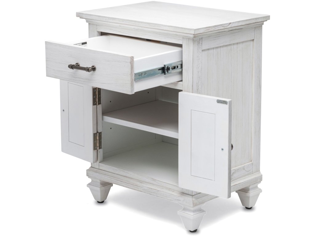 Sea Winds Surfside 1-Drawer/2-Door Nightstand in Distressed White - image 2