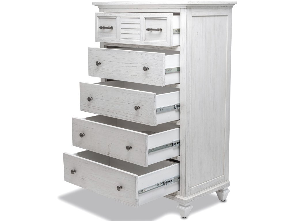 Sea Winds Surfside 5 Drawer Chest in Distressed White - image 2