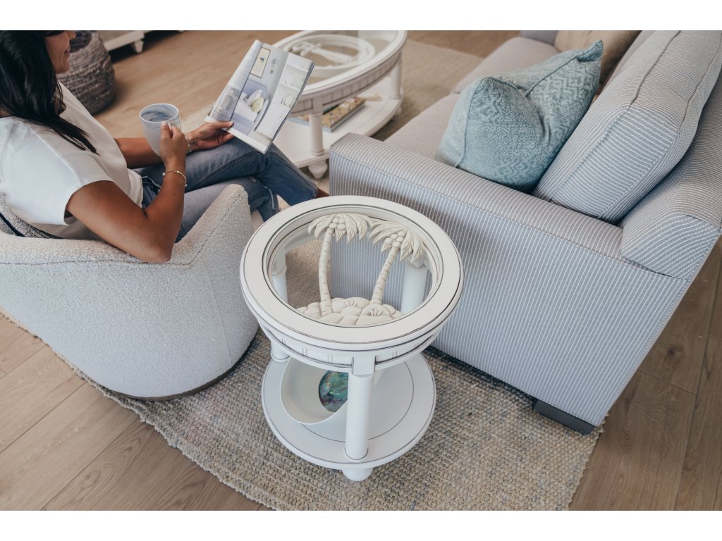 Sea Winds Monaco Round End Table with Anchor Insert in Blanc - image 10