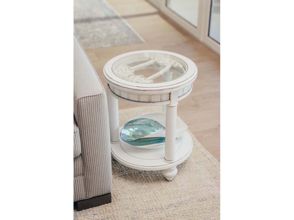Sea Winds Monaco Round End Table with Anchor Insert in Blanc - image 11