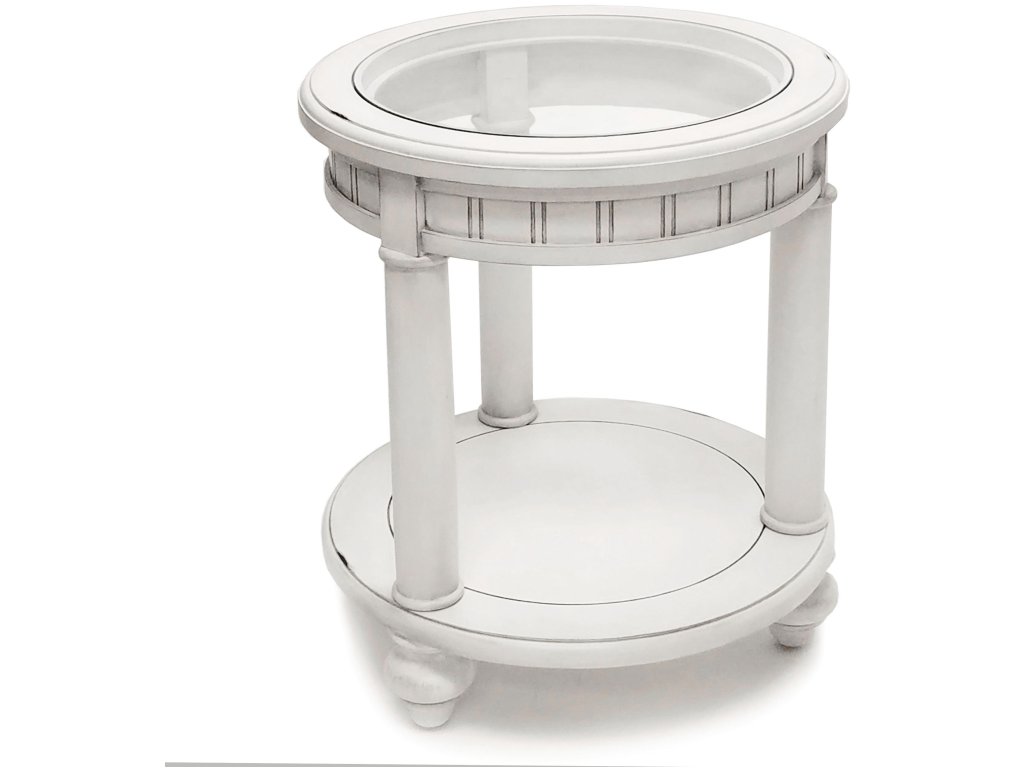Sea Winds Monaco Round End Table with Anchor Insert in Blanc - image 2