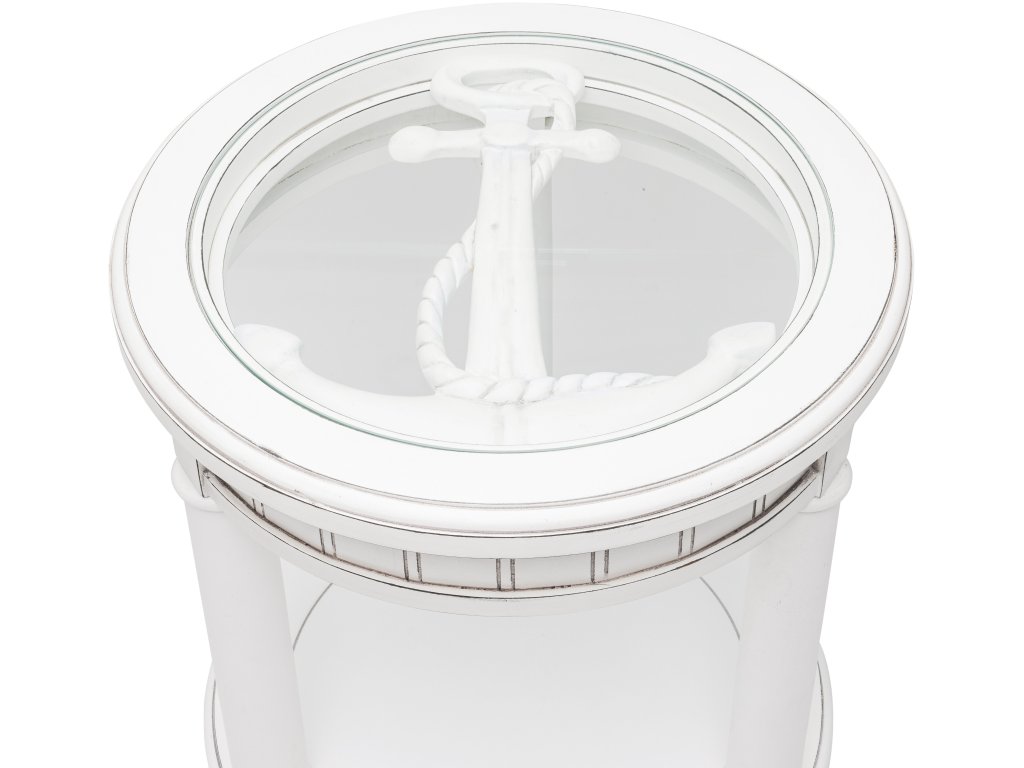 Sea Winds Monaco Round End Table with Anchor Insert in Blanc - image 4
