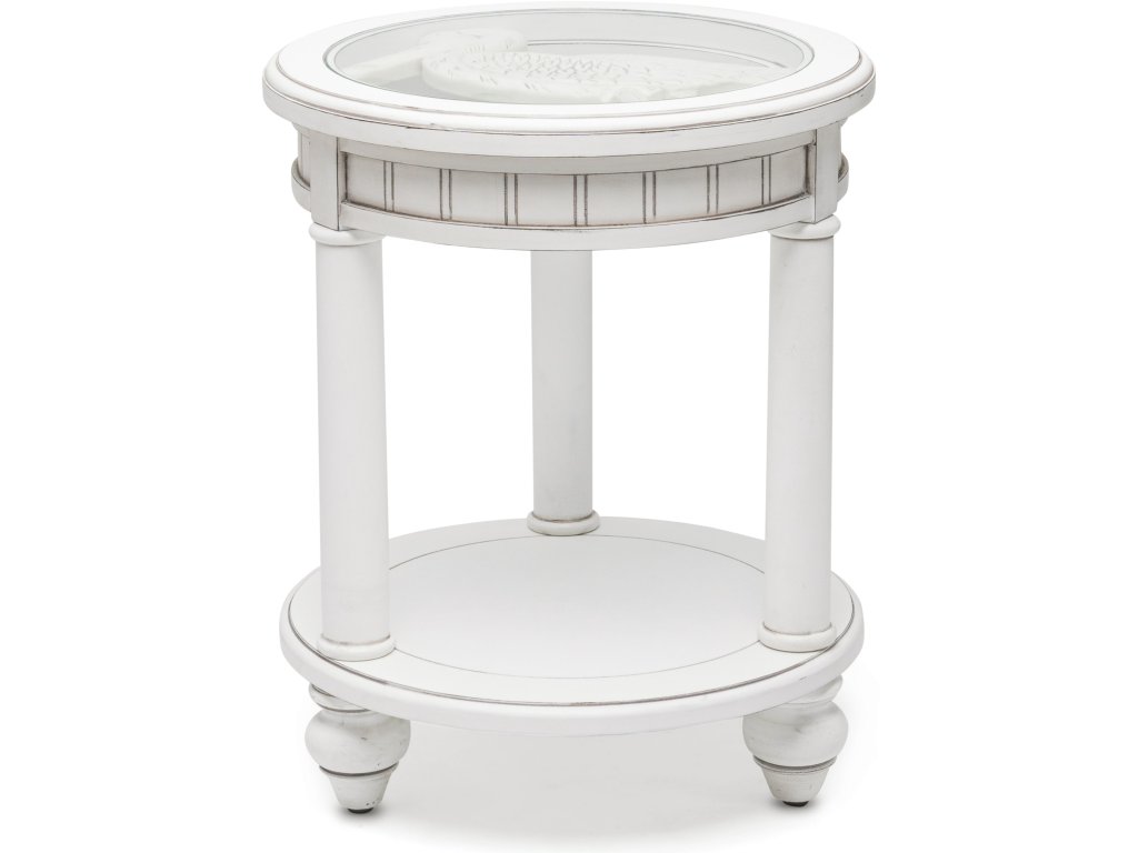 Sea Winds Monaco Round End Table with Anchor Insert in Blanc - image 5