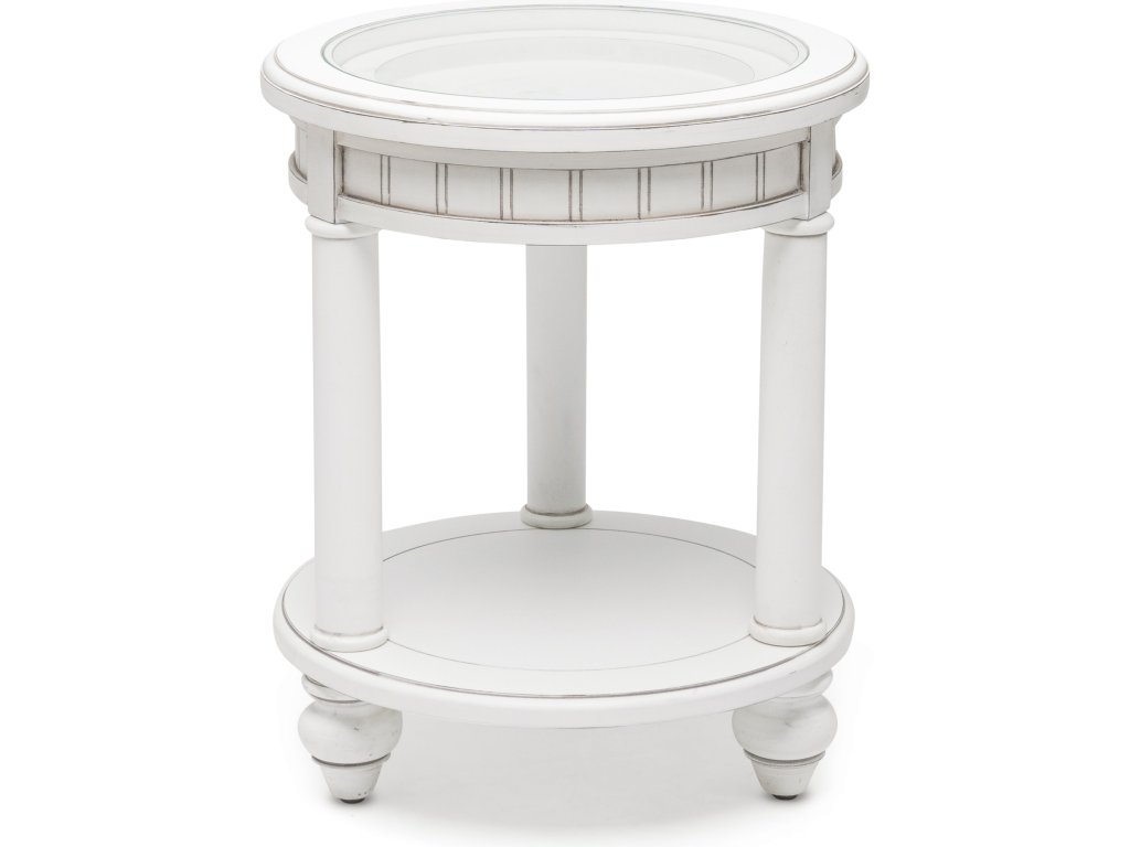 Sea Winds Monaco Round End Table with Anchor Insert in Blanc - image 7