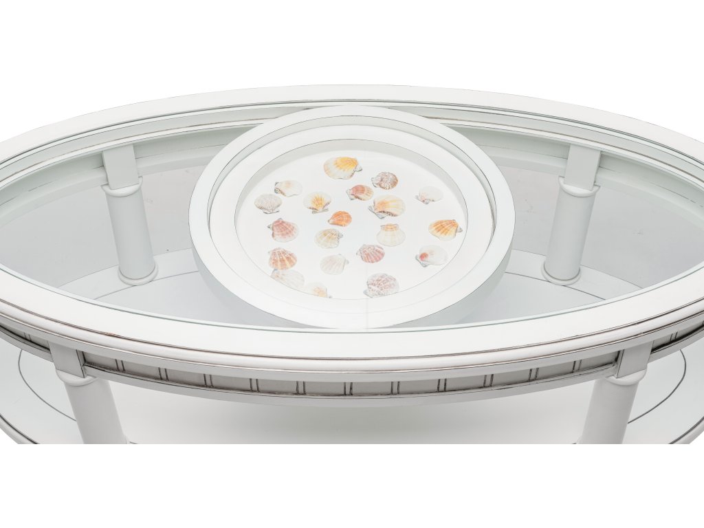 Sea Winds Monaco Oval Coffee Table with Palm Insert in Blanc - image 9