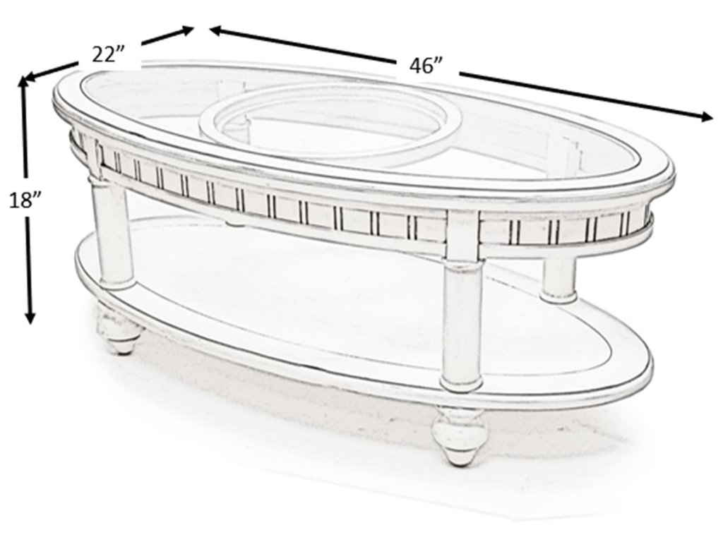 Sea Winds Monaco Oval Coffee Table with Palm Insert in Blanc - image 3