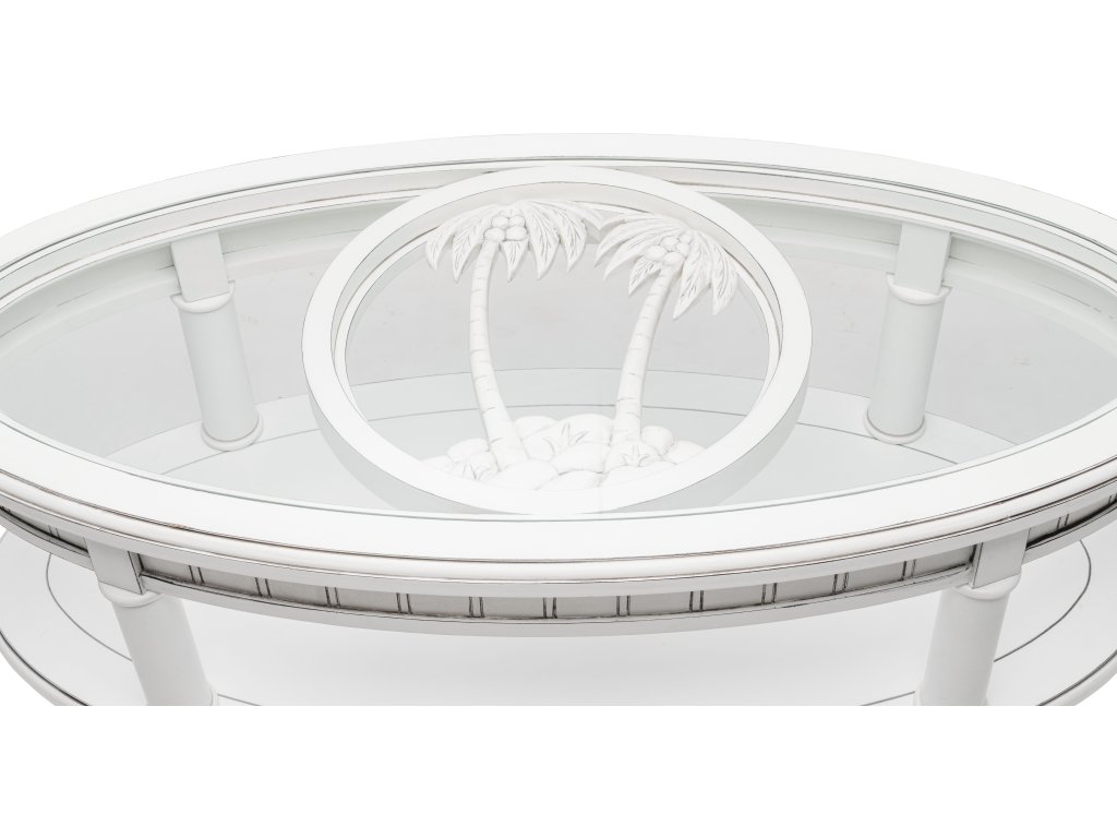 Sea Winds Monaco Oval Coffee Table with Palm Insert in Blanc - image 5