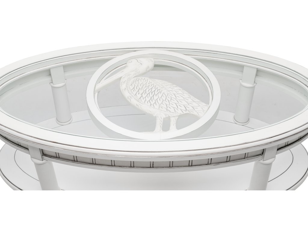 Sea Winds Monaco Oval Coffee Table with Palm Insert in Blanc - image 7