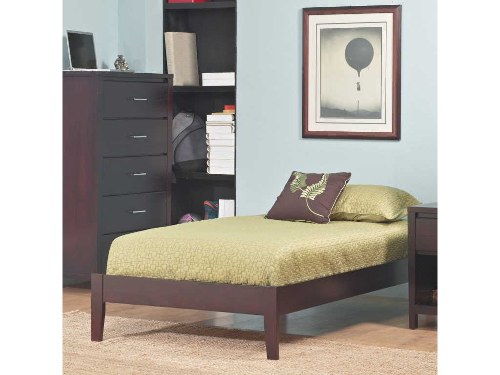 Simple Wood Platform Bed in Espresso - main image