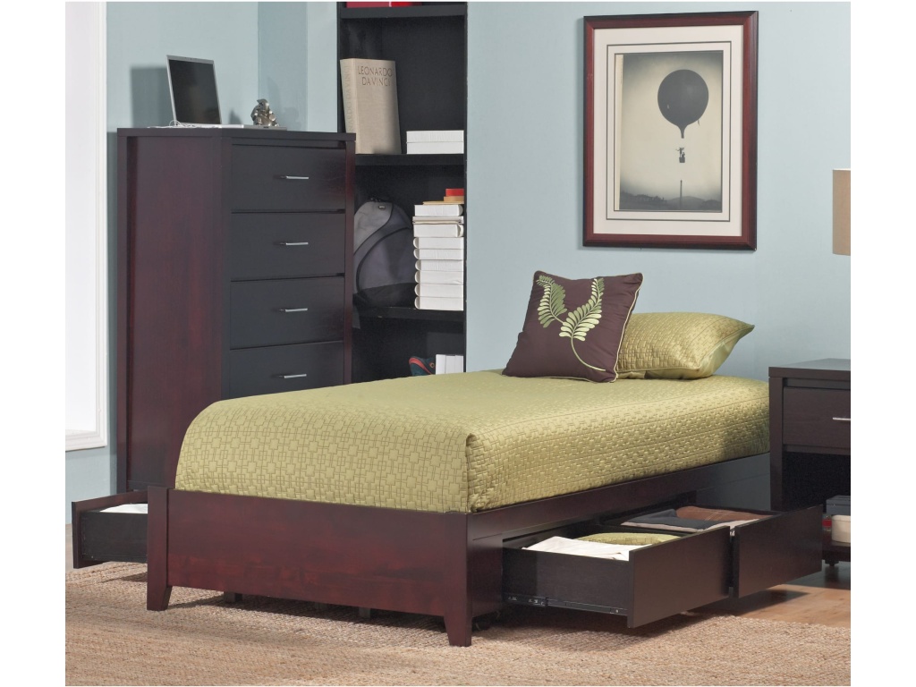 Simple Wood Storage Bed in Espresso - main image