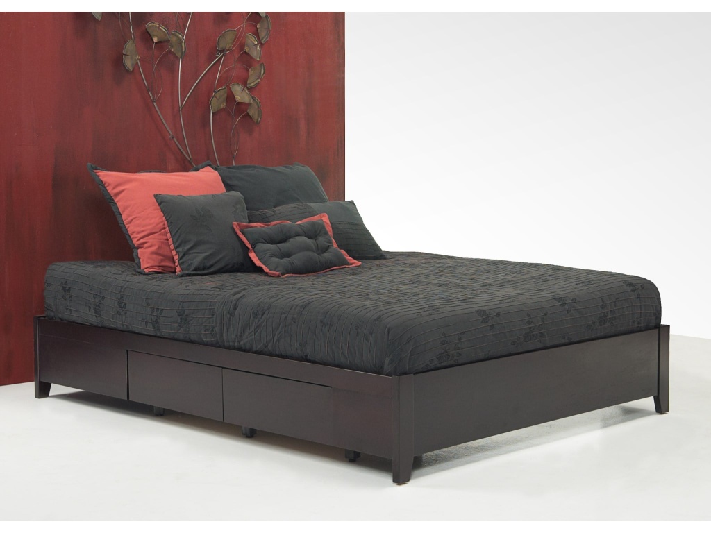 Simple Wood Storage Bed in Espresso - image 1