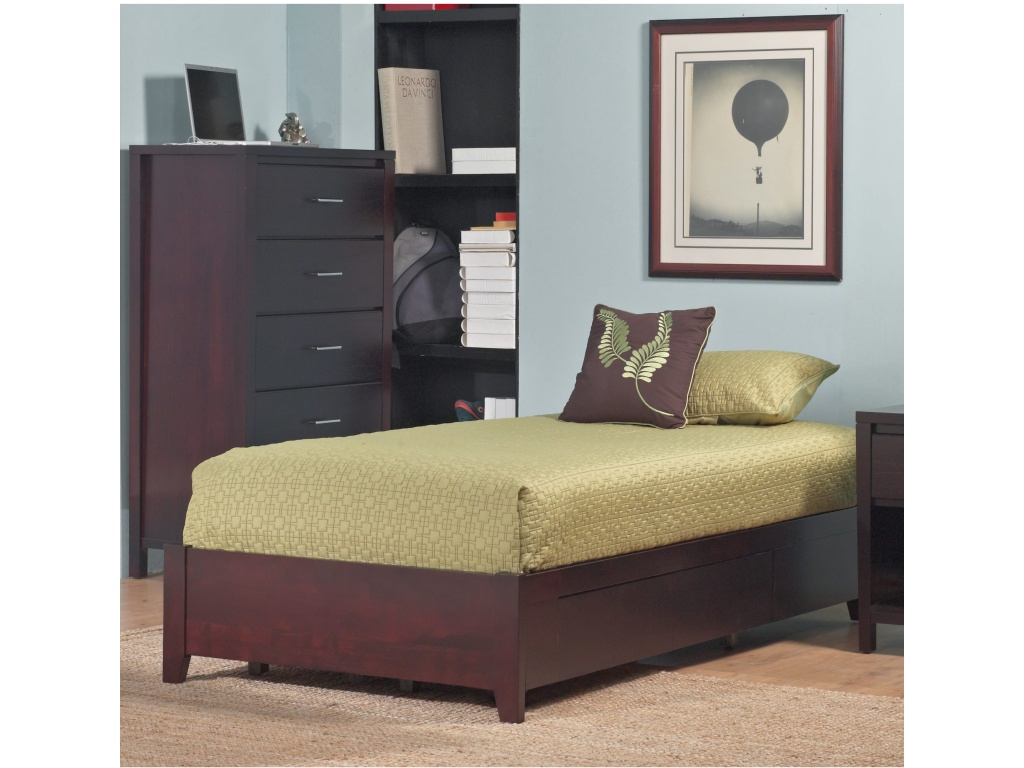 Simple Wood Storage Bed in Espresso - image 2